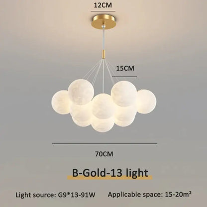A modern gold cloud bubble ball led pendant light with 13 frosted white bulbs for dining room decorbites pendant lights