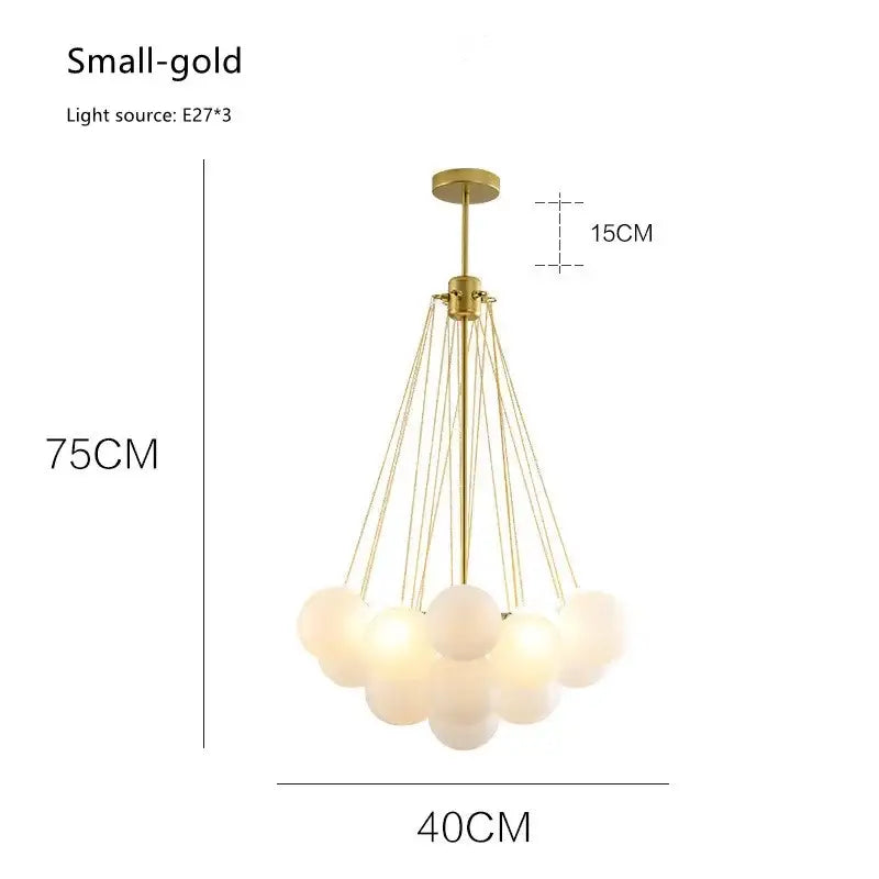 Modern gold cloud glass ball led chandelier with frosted glass globe shades for dining room decorbites glass ball lighting