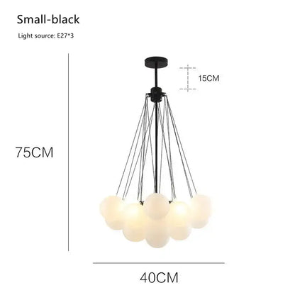 Black modern gold cloud glass ball led chandelier with frosted glass globes suspended by thin cords for dining room decorbites glass ball