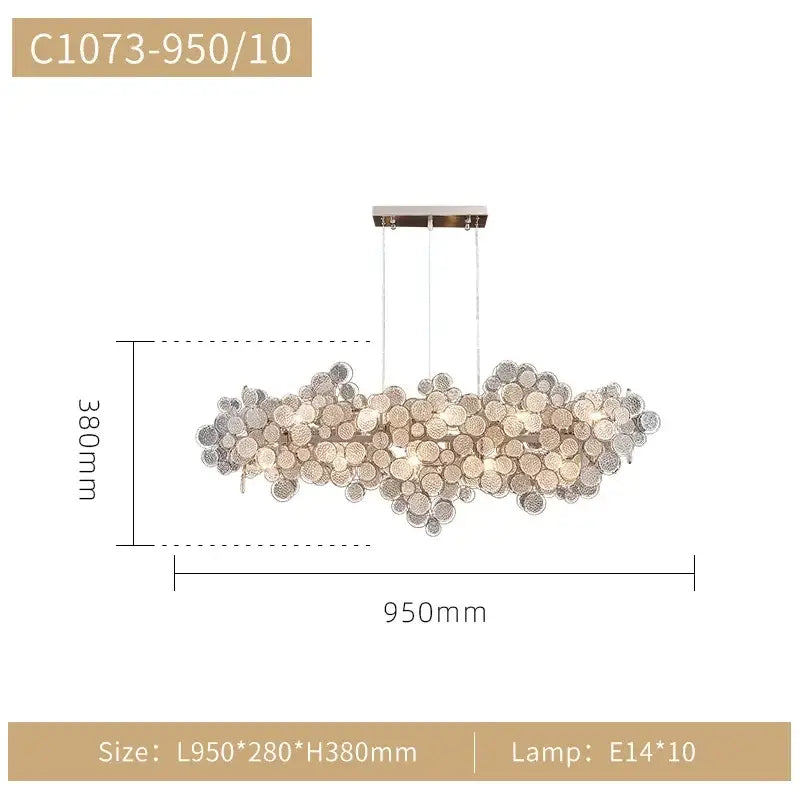 Modern gold cloud led ceiling chandelier with silver-toned textured glass discs and sleek metal mount for living room