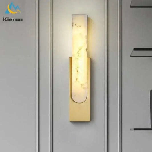Modern gold cloud stone led wall light featuring a rectangular translucent marble-like panel emitting warm light for decorbites cloud stone decor