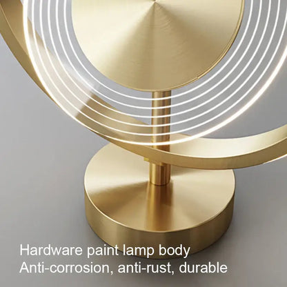 Modern gold finished table lamp with concentric led rings and brushed metal base for decorbites led ceiling light use