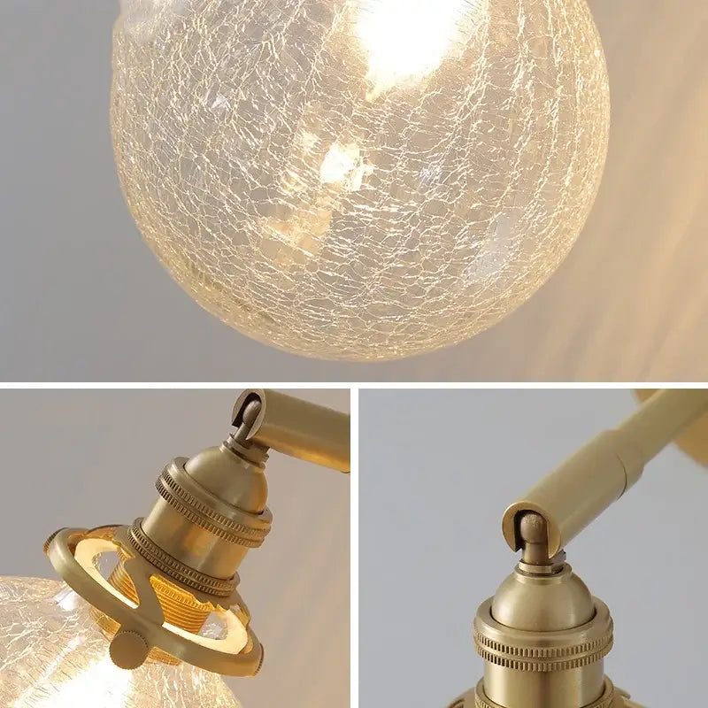 A modern gold crackled glass led wall light with brass fixture ideal for bedroom decorbites led wall lights