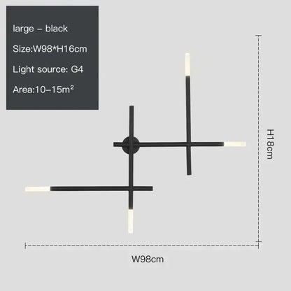 Modern gold cross-shaped wall lamp with black four-arm g4 light sconce for stylish living room decorbites wall lamp