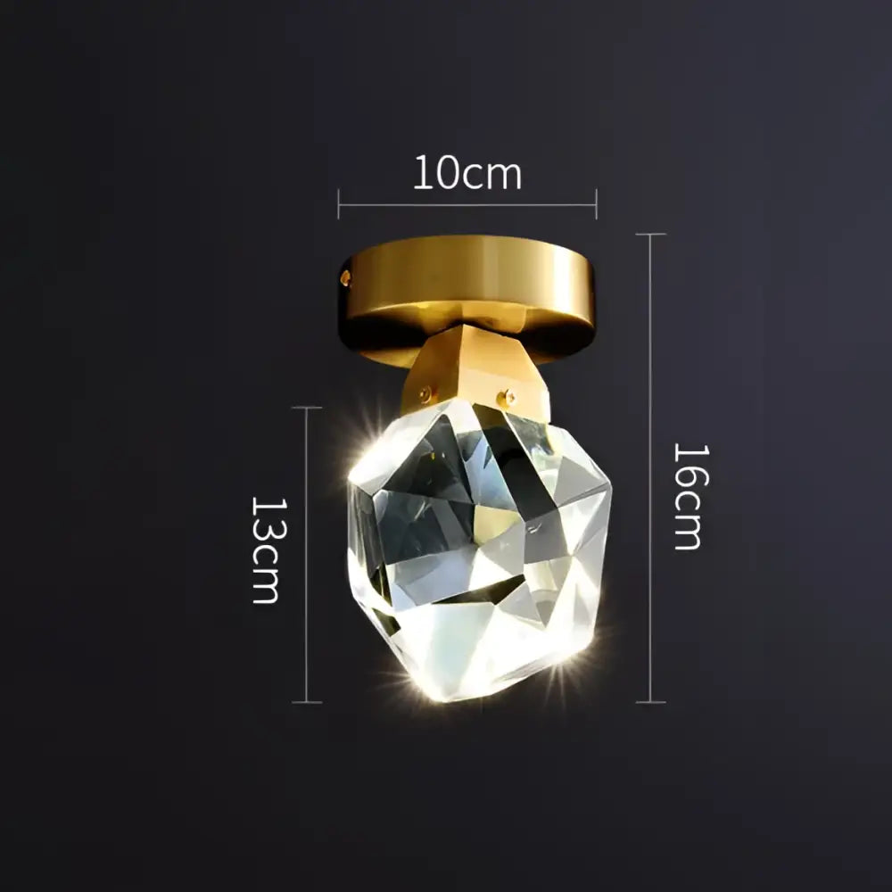 Modern gold crystal aisle ceiling light with a polished gold base and faceted glass globe for decorbites ceiling light