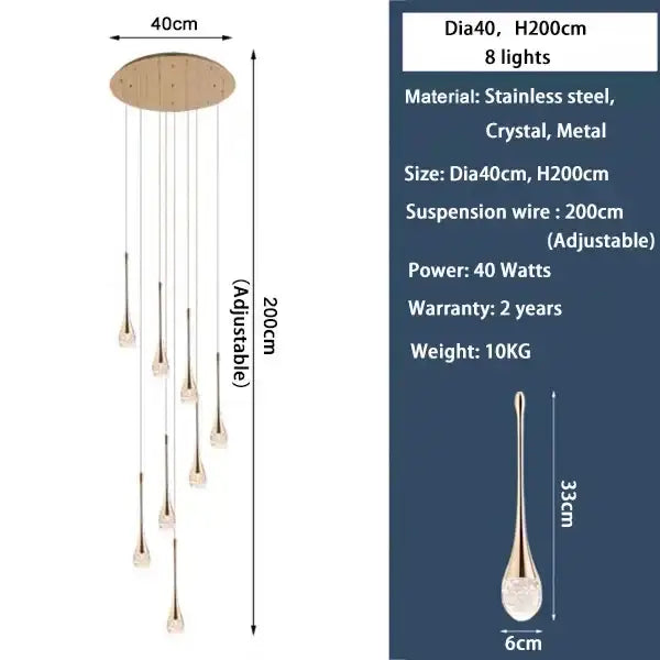 Modern gold crystal bubble chandelier with decorbites crystal bubble design and stainless steel top pendant light fixture