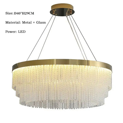 Modern gold crystal ceiling chandelier pendant light with gold-toned metal and cascading glass crystal strands for dining room decorbites crystal ceiling