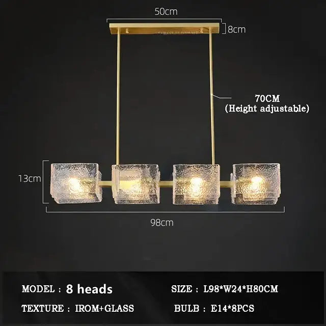 Modern gold crystal ceiling chandelier with four frosted glass cube lights in gold-toned metal frame decorbites crystal ceiling