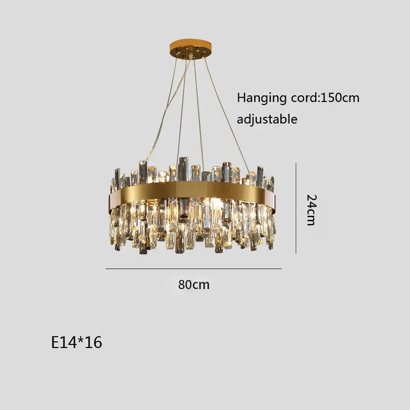 Modern gold crystal ceiling chandelier with cascading clear and smoky prisms for living room decorbites crystal ceiling