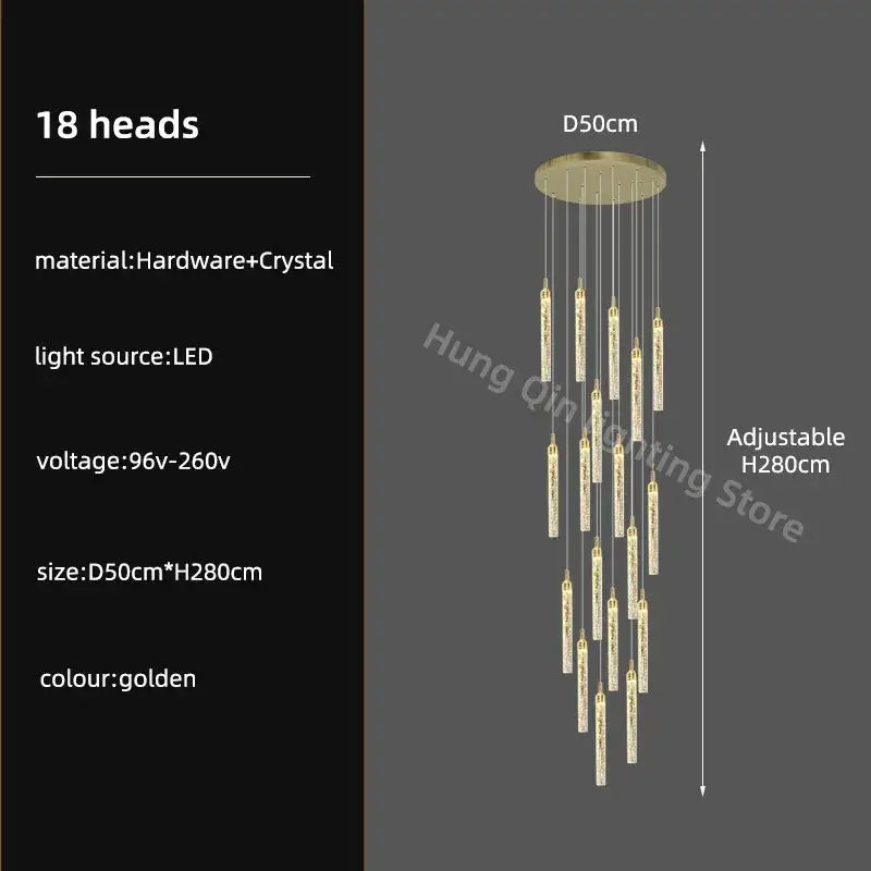 Modern gold crystal chandelier with 18 led light heads from decorbites crystal chandelier collection for luxury dining room decor