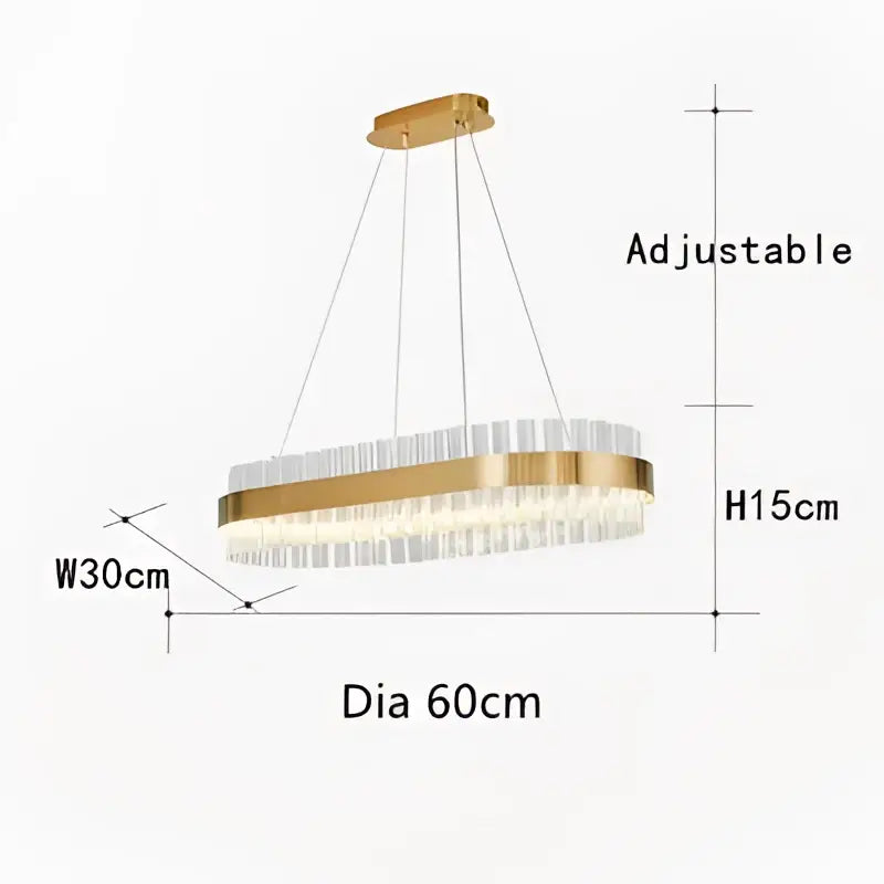 Gold-toned decorbites crystal chandelier led ring with clear crystal rods for dining room and restaurant decor