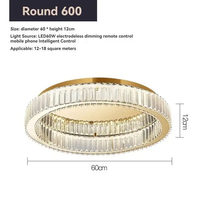 Modern gold crystal circle led chandelier with two concentric rings of faceted crystals for living room decorbites crystal circle