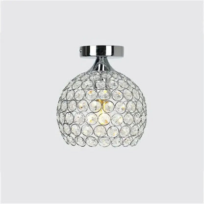 Modern gold crystal diamond ceiling light with spherical faceted crystals and chrome finish for dining room ceiling light