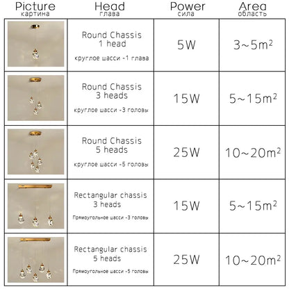 Modern gold crystal dining chandeliers with multiple decorbites k9 crystal pendant bulbs for bedroom and bar room decor