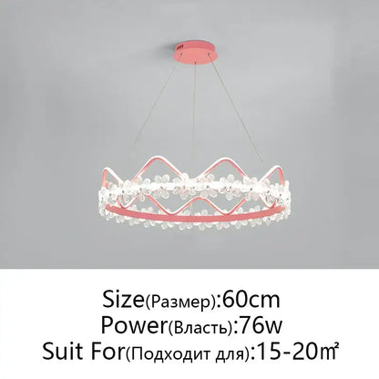 Modern gold crystal flower ring chandelier with pink crown-shaped led and crystal embellishments for living room decorbites crystal flower