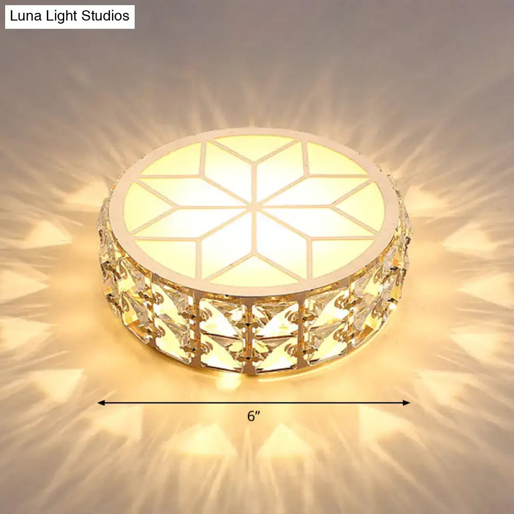 DecorBites™ champagne flush mount ceiling light with gold-toned crystal base and warm yellow illuminated panel