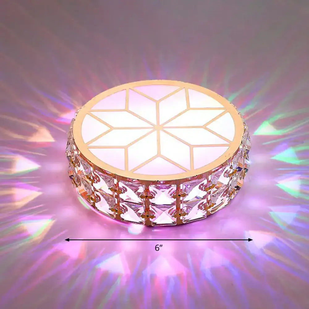 DecorBites™ flush mount rose gold ceiling light with geometric pattern and champagne LED crystal accents