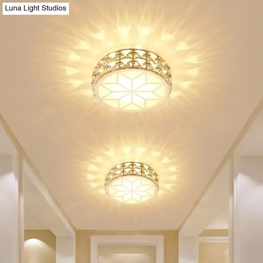 DecorBites champagne flush mount ceiling light with gold-toned ornate frame and crystal-encrusted starburst diffuser