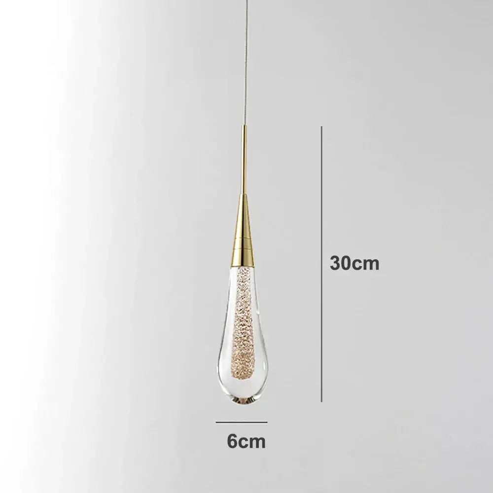 Modern gold crystal glass led pendant lights with gold-toned stem and teardrop shade filled with sparkling beads