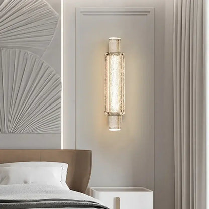 Modern gold crystal glass wall lamps featuring textured translucent glass and metallic accents for elegant wall lights