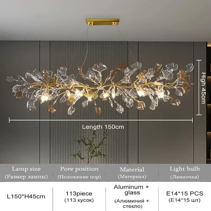 A modern gold crystal leaf branch chandelier with clear glass leaf elements for dining room decorbites crystal leaf lighting