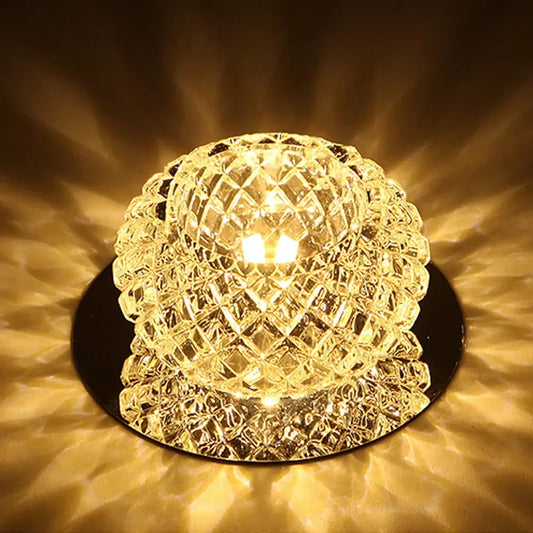 Modern gold crystal led ceiling chandelier featuring a faceted globe with diamond-cut pattern and warm light for decorbites crystal led lighting