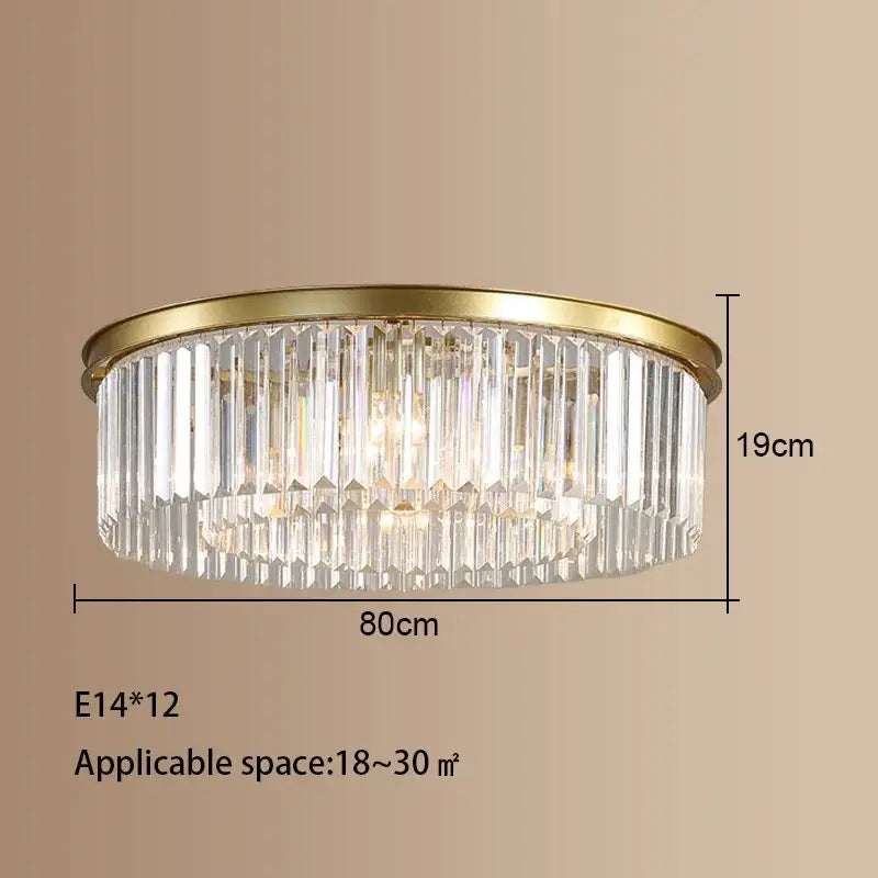 Modern gold crystal led ceiling chandelier with a metal frame and concentric crystal rods for living room decorbites crystal led
