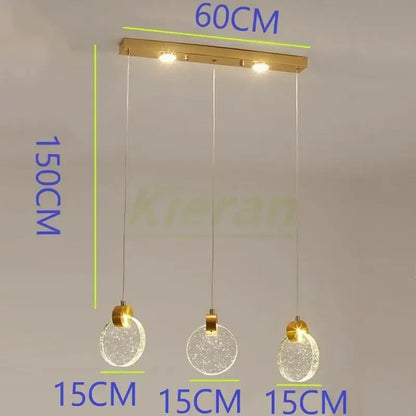 Modern gold crystal led chandelier with three clear crackled glass spheres by decorbites crystal led for dining room decor