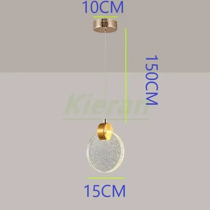 Modern gold crystal led chandelier with a circular textured glass shade for elegant dining room decorbites crystal led lighting