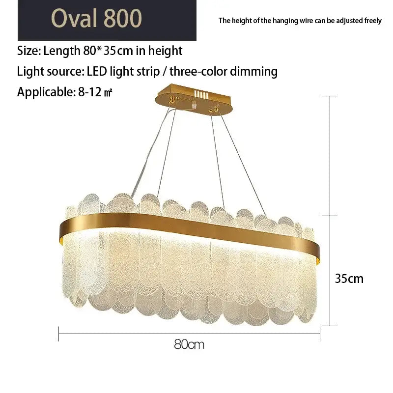 Modern gold crystal led chandelier with frosted glass petals and three-color dimming led by decorbites crystal led