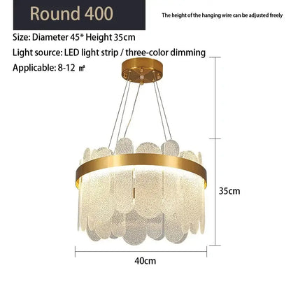 Modern gold crystal led chandelier with frosted glass petals featuring decorbites crystal led cascading ring design