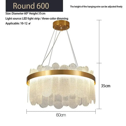 Modern gold crystal led chandelier with layered frosted glass petals and adjustable wire by decorbites crystal led