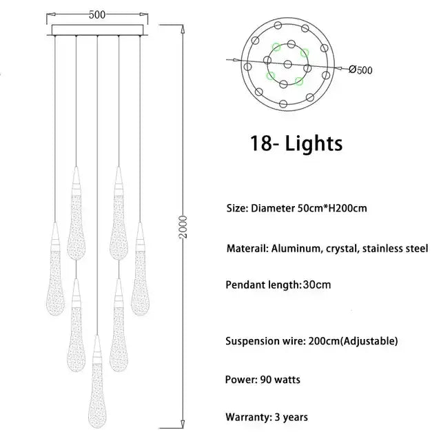 Modern gold crystal led chandelier pendant light with 18 lights circular aluminum frame and stainless steel accents for dining room decorbites crystal led