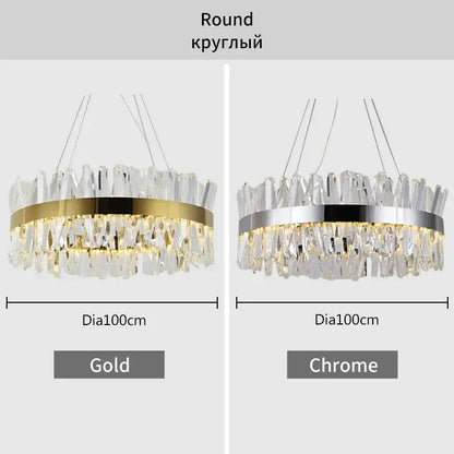 Modern gold crystal led pendant light with clear crystal shards on a gold metallic ring for elegant decorbites crystal led decor