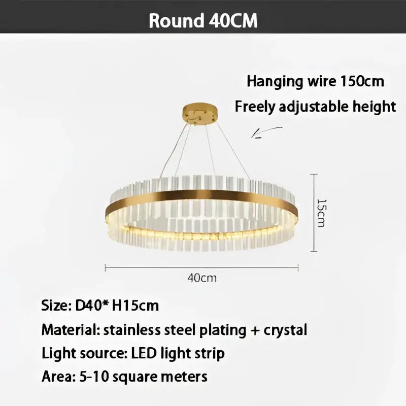 Modern gold crystal led ring chandelier with gold-plated stainless steel frame and clear crystal accents for dining room decorbites crystal led lighting