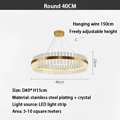 Modern gold crystal led ring chandelier with gold-plated stainless steel frame and clear crystal accents for dining room decorbites crystal led lighting