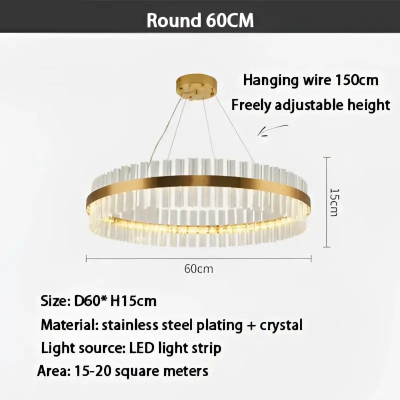 Modern gold crystal led ring chandelier with clear crystal accents and stainless steel plating frame for dining room decorbites crystal led