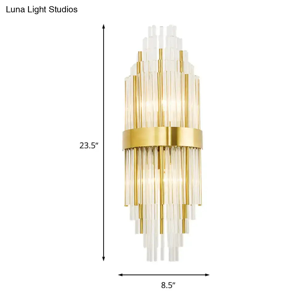 Modern gold crystal led wall sconce with clear glass rods cascading design suitable for 220v-240v 110v-120v use