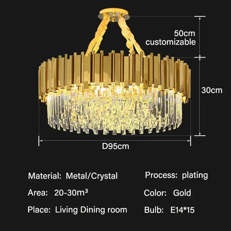 Modern gold crystal oval ceiling chandelier with gold-plated metal and hanging crystals for living room decorbites crystal oval