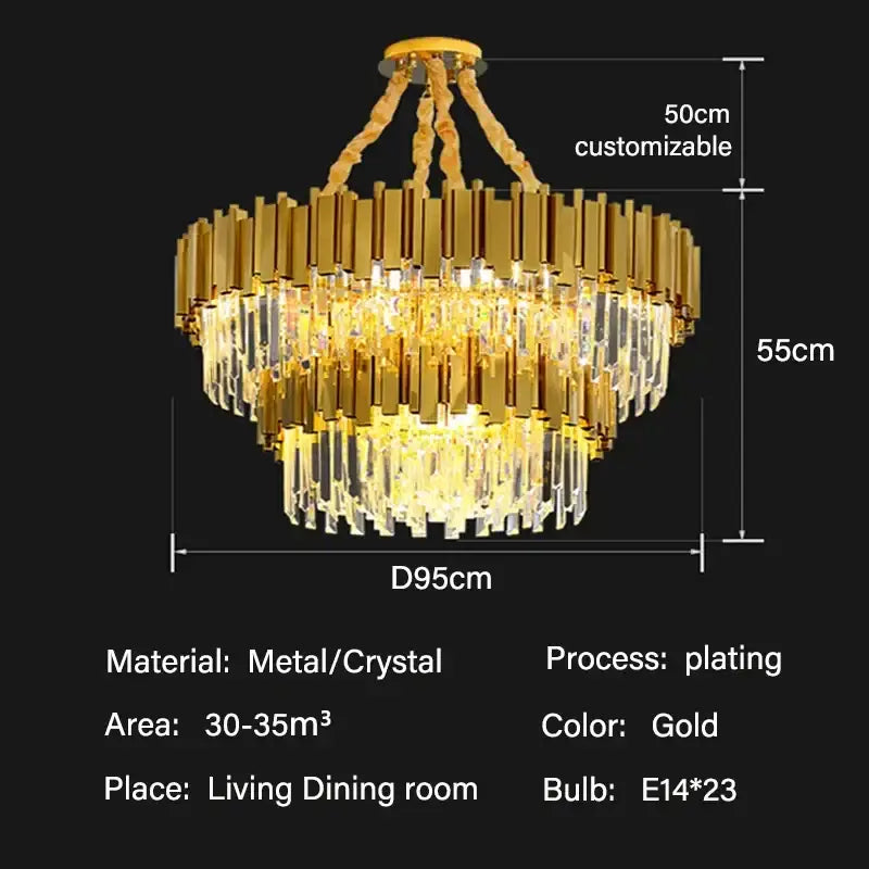 Modern gold crystal oval ceiling chandelier with gold-plated cascading crystal rods for elegant living room decorbites crystal oval lighting