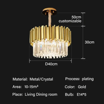 Modern gold crystal oval ceiling chandelier with gold-plated metal bars and hanging clear crystals for living room decorbites crystal oval