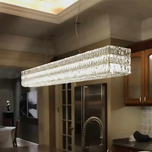 Modern gold crystal pendant chandelier with faceted clear crystals for kitchen island 110v-120v and 220v-240v use