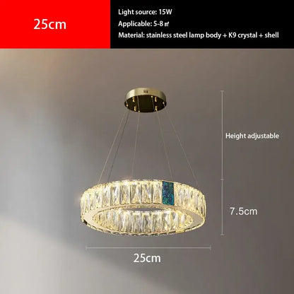 Modern gold crystal pendant chandelier led with stainless steel frame and clear and blue k9 crystals decorbites crystal pendant