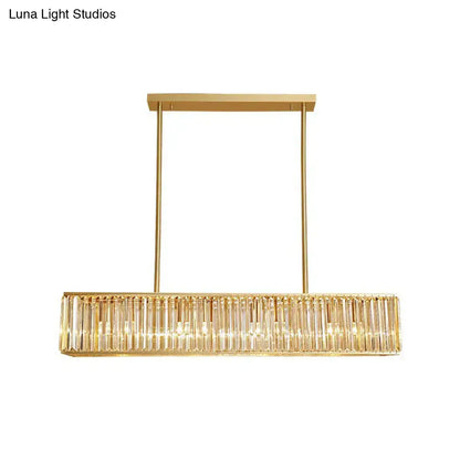 Decorbites modern style gold crystal island pendant light fixture with vertical crystal rods 110v-120v light fixture