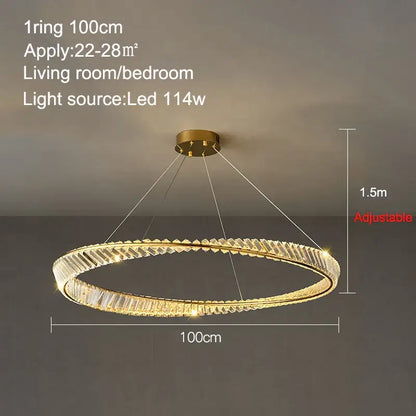 Modern gold crystal ring ceiling lamp with faceted crystal segments and led lighting by decorbites ceiling lamp