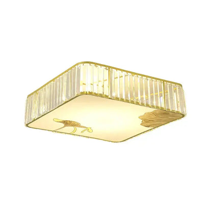 Modern gold crystal round ceiling light with gold-toned frame and crystal bars enhances bedroom decorbites crystal round ambiance