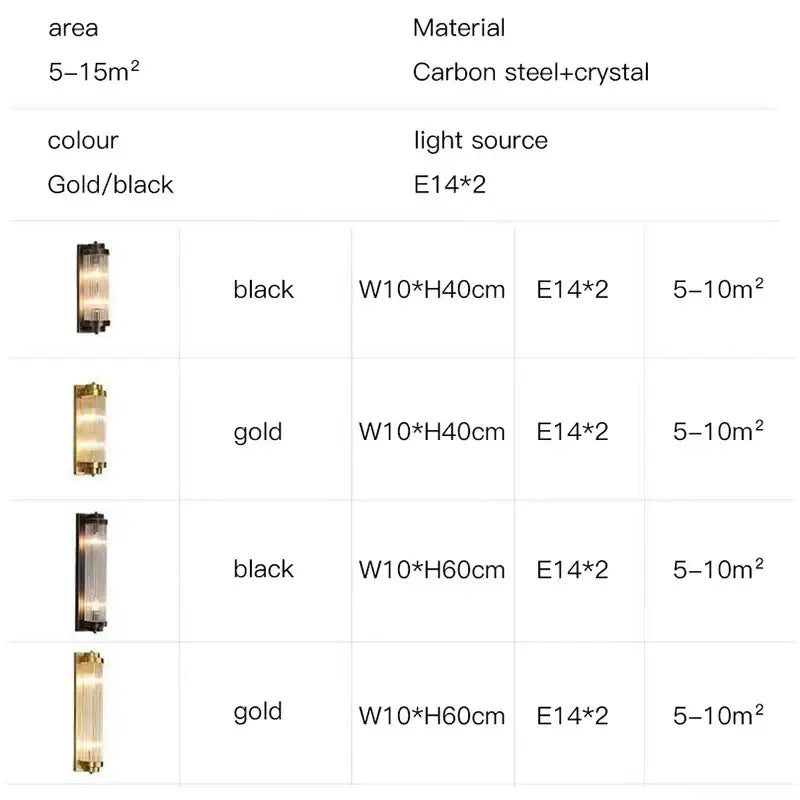 Modern gold crystal wall sconce with sleek carbon steel frame and crystal accents for bedroom decorbites crystal wall lighting