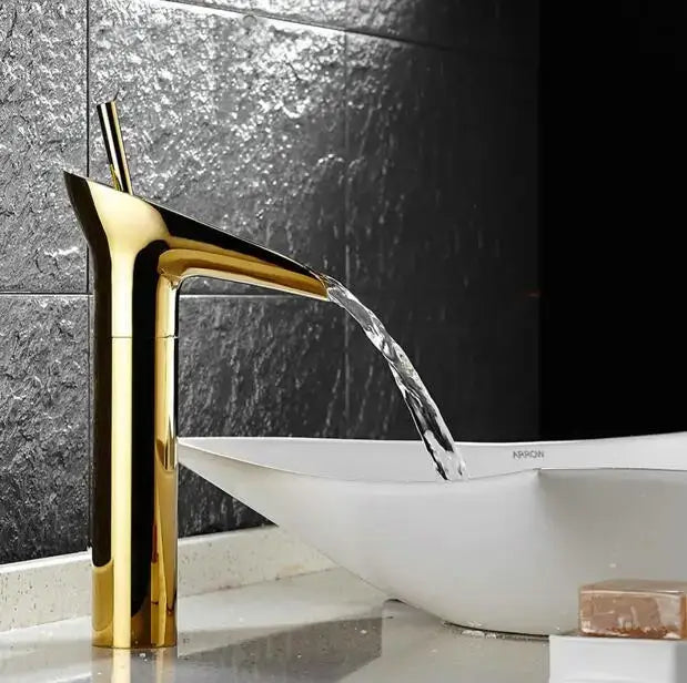 Modern gold crystal wine glass basin faucet with sleek waterfall design for elegant bathroom decorbites crystal wine use