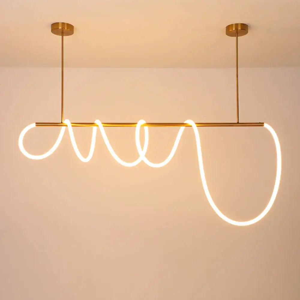 Modern gold curved led pendant lights featuring a sleek luminous led pendant design for living room use