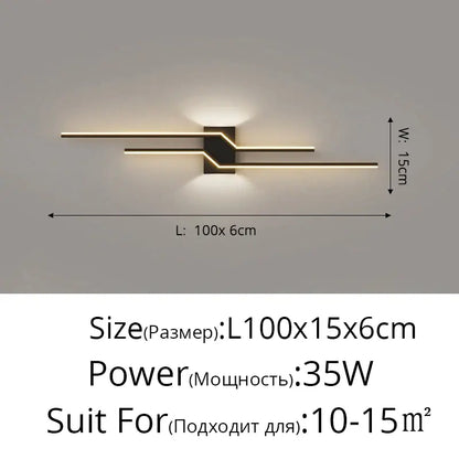 Modern black and gold led wall lamp with sleek angular design providing ambient bedroom lighting